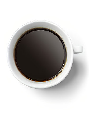 Cup of coffee isolated on white background. Top view. Vector illustration.の素材