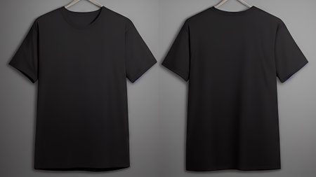 Blank black t-shirt mockup, front and back viewの素材