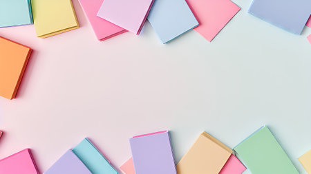 Colorful note book on pastel background with copy space for textの素材