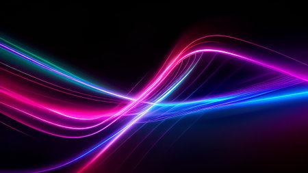 abstract background with glowing wavy lines and space for your textの素材
