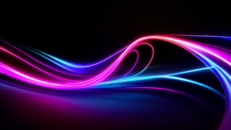 abstract background with glowing wavy lines and space for your textの素材