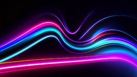 abstract background with blue and pink neon lines. 3d renderingの素材