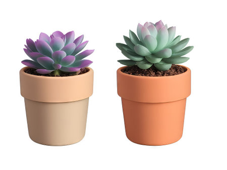 Realistic 3d Render of Succulent Plant in Potsの素材