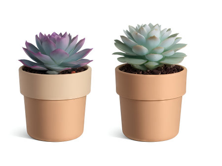 Cactus in pot isolated on white background. 3d render.の素材