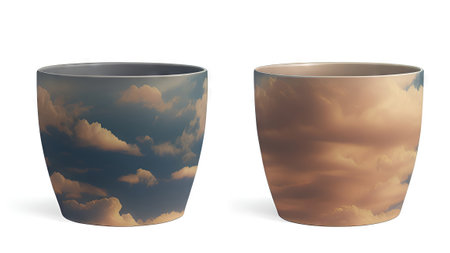 Illustration of two cups with clouds on a white background - vectorの素材
