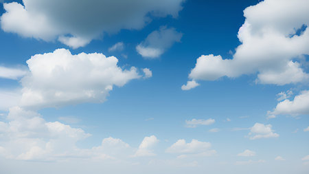 Blue sky background with tiny clouds, 3d rendering. Computer digital drawing.の素材