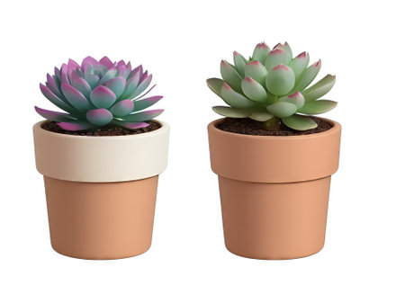 Echeveria in a pot isolated on white background. Vector illustration.の素材
