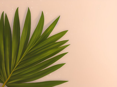 Tropical palm leaf on pastel background. Vector illustration.の素材