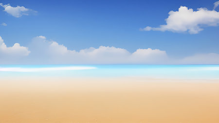 Beautiful beach and blue sky with clouds. Nature composition. 3d renderingの素材