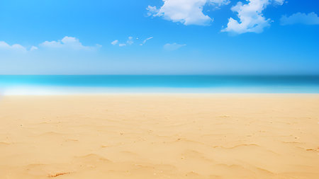 Tropical beach with blue sky and white clouds. Summer background.の素材