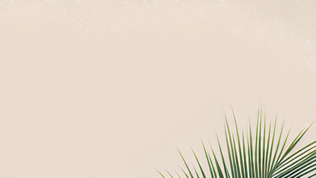 Tropical palm leaf on pastel color background. Summer conceptの素材