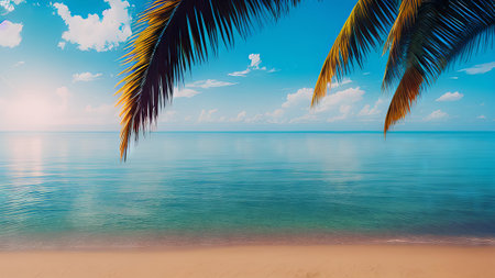 Beautiful tropical beach and sea with coconut palm tree - Vintage Filterの素材
