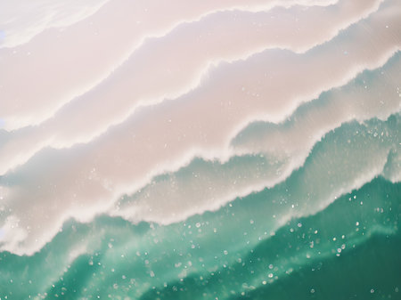 Abstract sea wave background. Close up of ocean water surface with white foamの素材