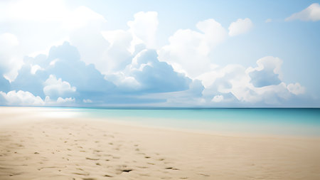 tropical beach with blue sky and white clouds. Nature composition.の素材
