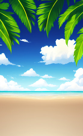 Summer beach background with palm leaves. Vector illustration. Eps 10.の素材