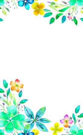 Watercolor floral frame with place for your text. Vector illustration.の素材