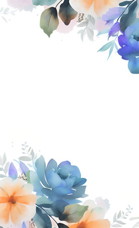 Watercolor card with flowers. Pastel colors. Handmade.の素材