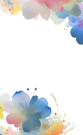 Watercolor background with flowers. Hand drawn watercolor texture. Vector illustration.の素材