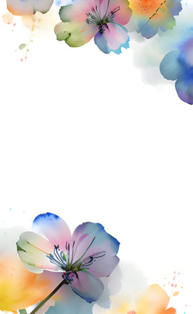 greeting card with watercolor flowers. Hand-drawn illustration.の素材