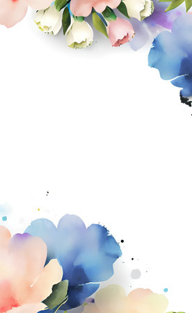 Elegant floral background with tulips and watercolor blotsの素材