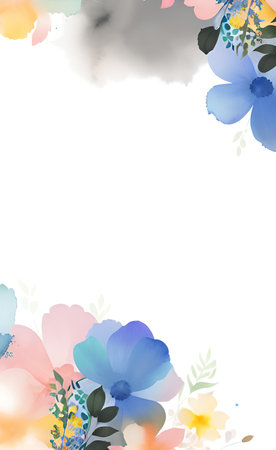 Watercolor background with colorful flowers. Vector illustration for your design.の素材