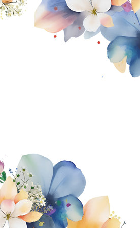 Greeting card with watercolor flowers. Handmade. Vector.の素材