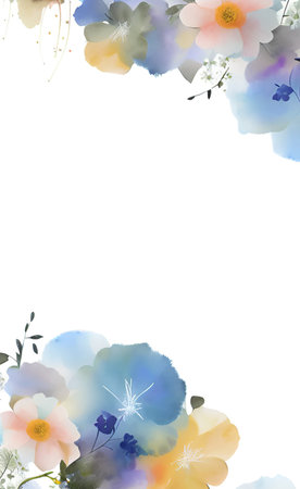 Flowers watercolor illustration. Manual composition. Mother's Day, wedding, birthday, Easter, Valentine's Day. Pastel colors. Spring. Summer.の素材