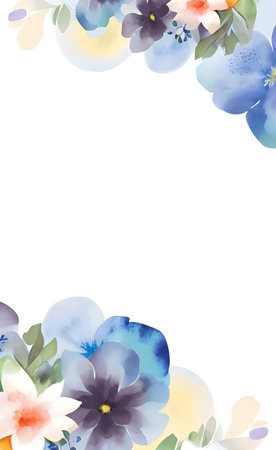 Watercolor floral frame with space for your text. Vector illustration.の素材