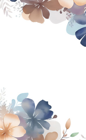 Watercolor floral background with space for text. Pastel colors.の素材