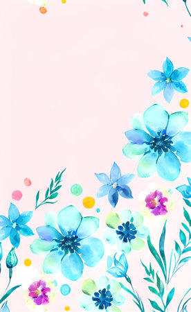 Watercolor floral background. Hand painted flowers on a pink background.の素材