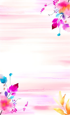 Watercolor floral background in pink and blue colors. Vector illustration.の素材