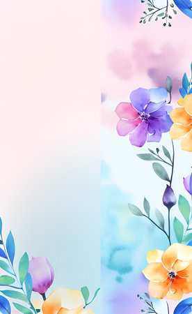 Watercolor floral background with place for your text. Vector illustration.の素材