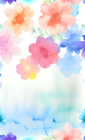 Watercolor flowers. Manual composition. Mother's Day, wedding, birthday, Easter, Valentine's Day. Pastel colors. Spring. Summer.の素材