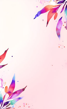 Watercolor floral background with colorful leaves. Hand painted vector illustration.の素材