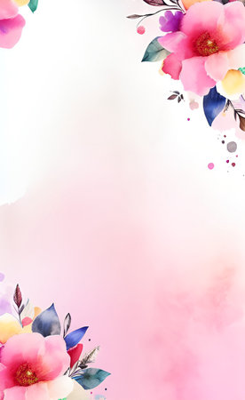Greeting card with watercolor flowers. Hand-drawn illustration.の素材