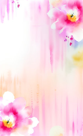 Greeting card with watercolor flowers. Pastel colors. Handmade.の素材
