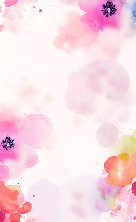 Abstract watercolor background with pink and green flowers. Vector illustration.の素材