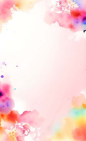 Watercolor background with flowers. Pastel colors. Handmade.の素材