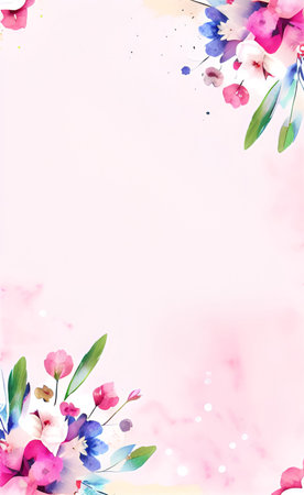 Watercolor flowers background. Handmade. Wedding, mothers day, valentines day.の素材
