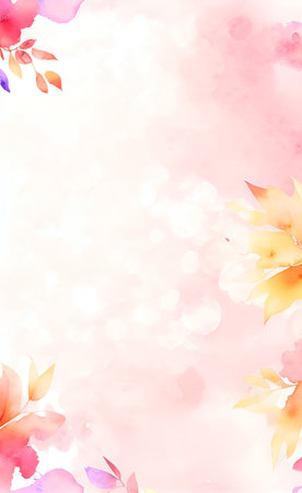 Autumn leaves watercolor background. Japanese paper style. Vector illustration.の素材