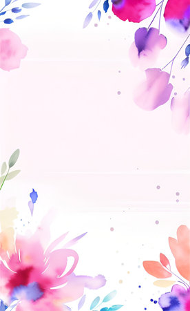 Watercolor floral background. Vector illustration. Place for your text.の素材