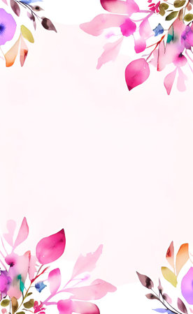 Greeting card with watercolor flowers. Pastel colors. Handmade.の素材