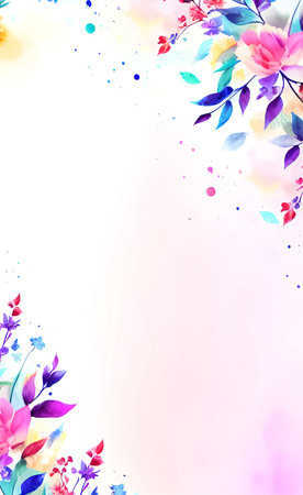 Watercolor flowers background. Watercolor floral frame. Vector illustration.の素材