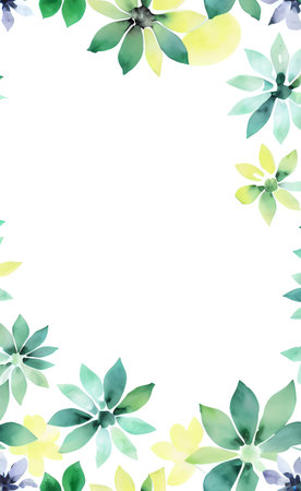 Watercolor succulents frame on white background. Vector illustration.の素材