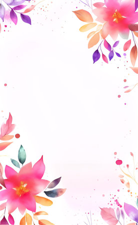 Watercolor flowers background. Hand painted floral frame. Vector illustration.の素材