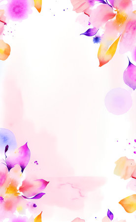Watercolor background with flowers and butterflies. Hand-drawn illustration.の素材