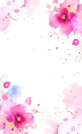 Watercolor background with flowers. Pastel colors. Handmade.の素材
