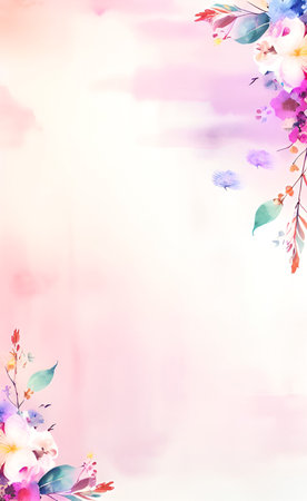 Flower watercolor background. Colorful flowers. Spring blossom.の素材