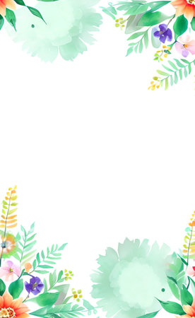 Watercolor summer flowers on white background. Illustration for your designの素材
