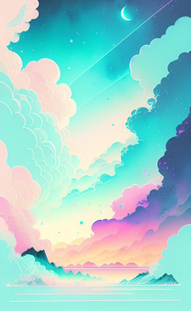 Abstract background with clouds and sky in pastel colors. Vector illustration.の素材